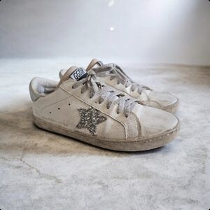 White Sneakers with Silver Star Size 7.5